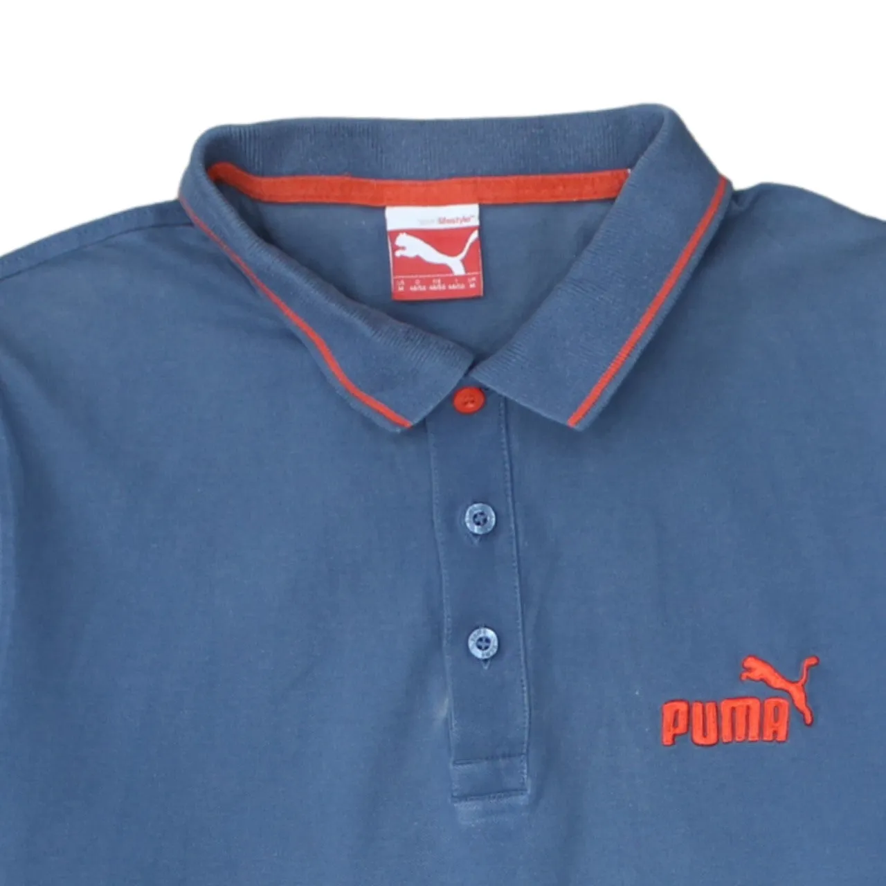 Puma 90's Short Sleeves Quarter Button Polo Shirt Medium Blue sold by Vintage Club product image thumbnail 3
