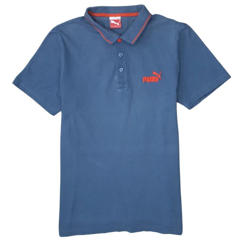 Puma 90's Short Sleeves Quarter Button Polo Shirt Medium Blue sold by Vintage Club
