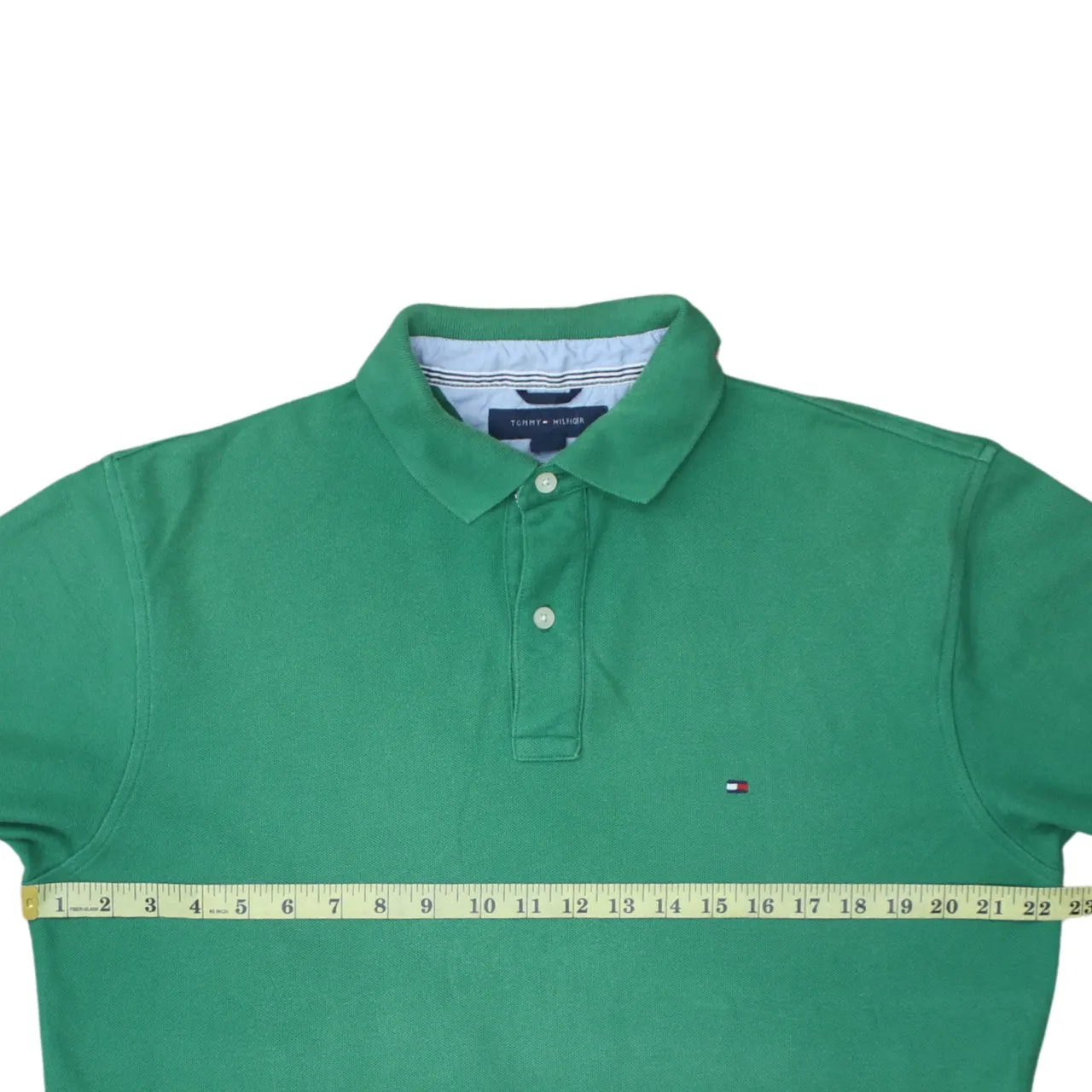 Tommy Hilfiger 90's Short Sleeves Quarter Button Polo Shirt Medium Green sold by Vintage Club product image thumbnail 5