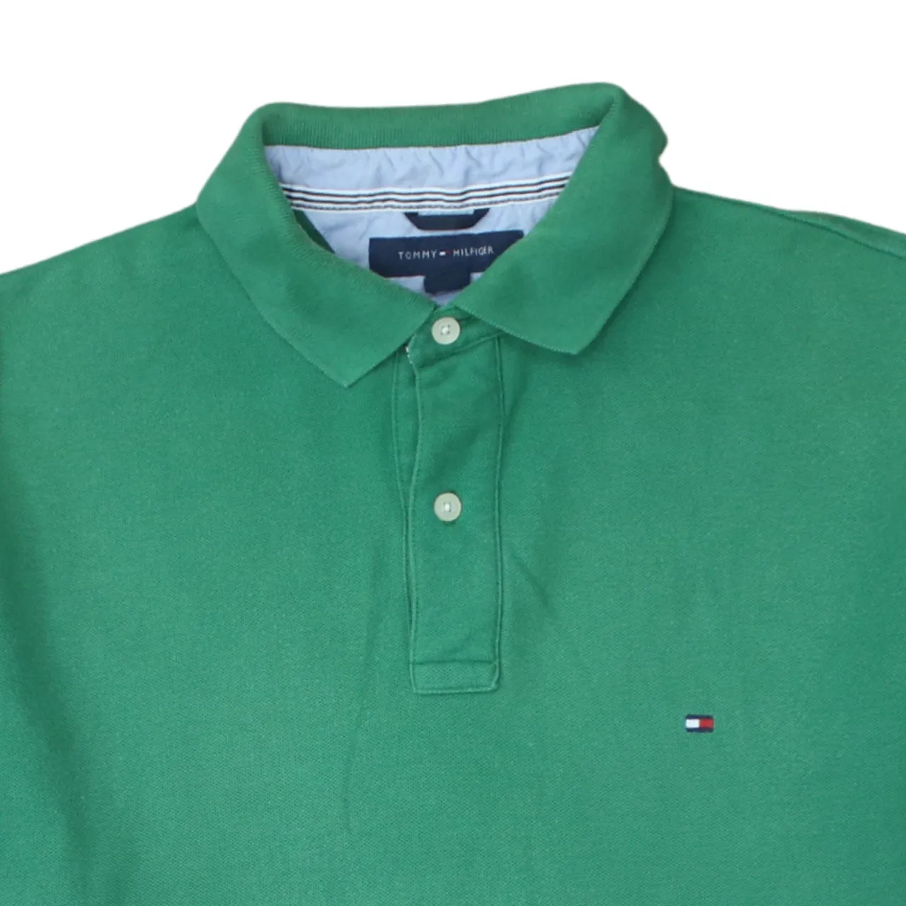 Tommy Hilfiger 90's Short Sleeves Quarter Button Polo Shirt Medium Green sold by Vintage Club product image thumbnail 3