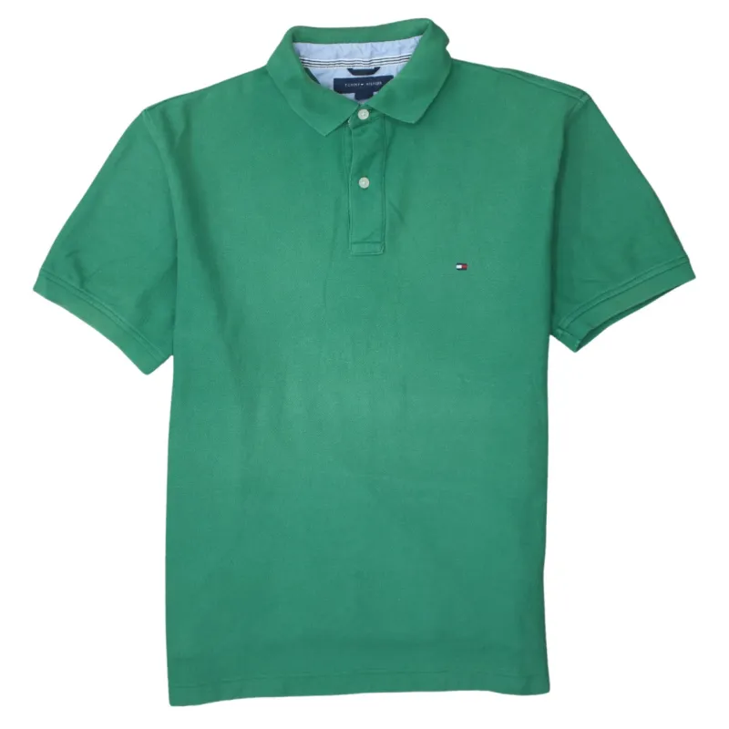 Tommy Hilfiger 90's Short Sleeves Quarter Button Polo Shirt Medium Green made by Tommy Hilfiger