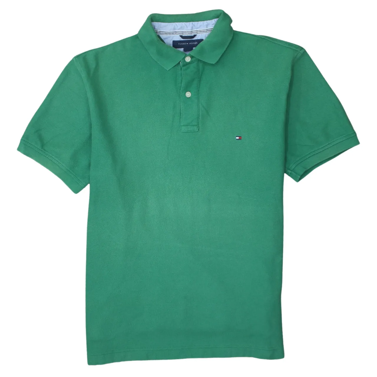 Tommy Hilfiger 90's Short Sleeves Quarter Button Polo Shirt Medium Green sold by Vintage Club