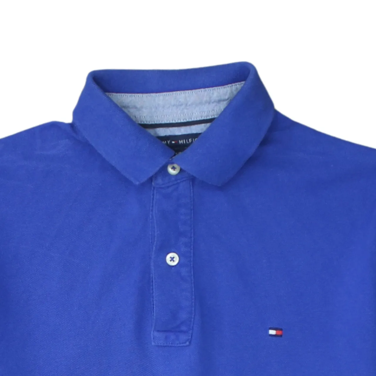 Tommy Hilfiger 90's Short Sleeves Quarter Button Polo Shirt Small Blue sold by Vintage Club product image thumbnail 3