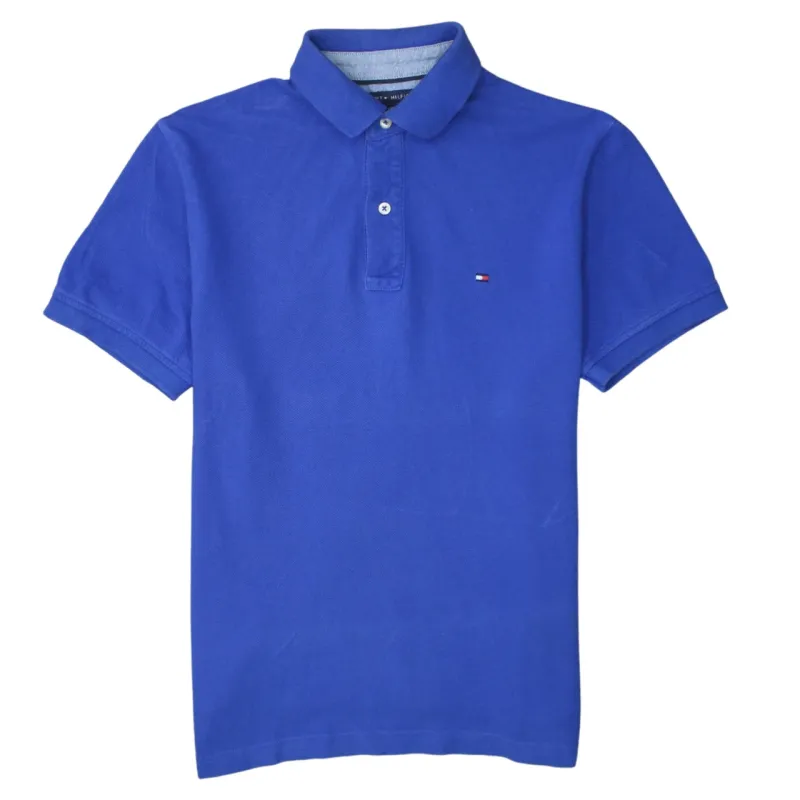 Tommy Hilfiger 90's Short Sleeves Quarter Button Polo Shirt Small Blue made by Tommy Hilfiger