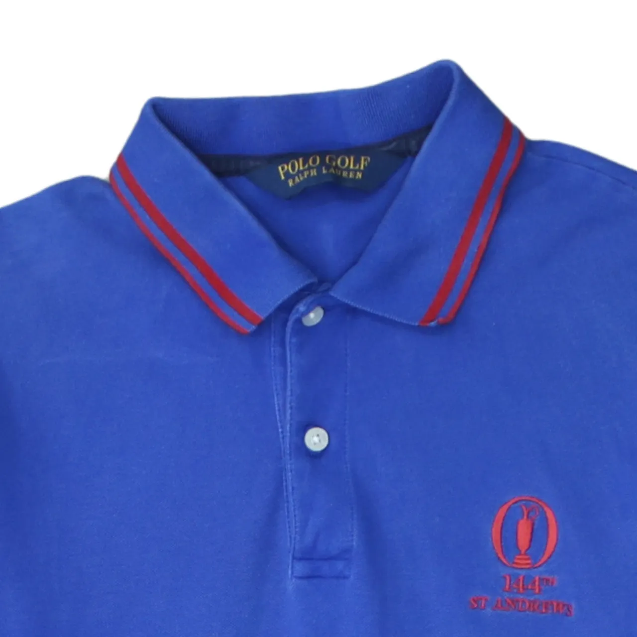Polo Golf 90's Short Sleeves Quarter Button Polo Shirt Medium Blue sold by Vintage Club product image thumbnail 3