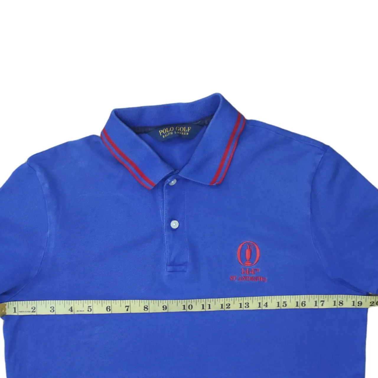 Polo Golf 90's Short Sleeves Quarter Button Polo Shirt Medium Blue sold by Vintage Club product image thumbnail 5