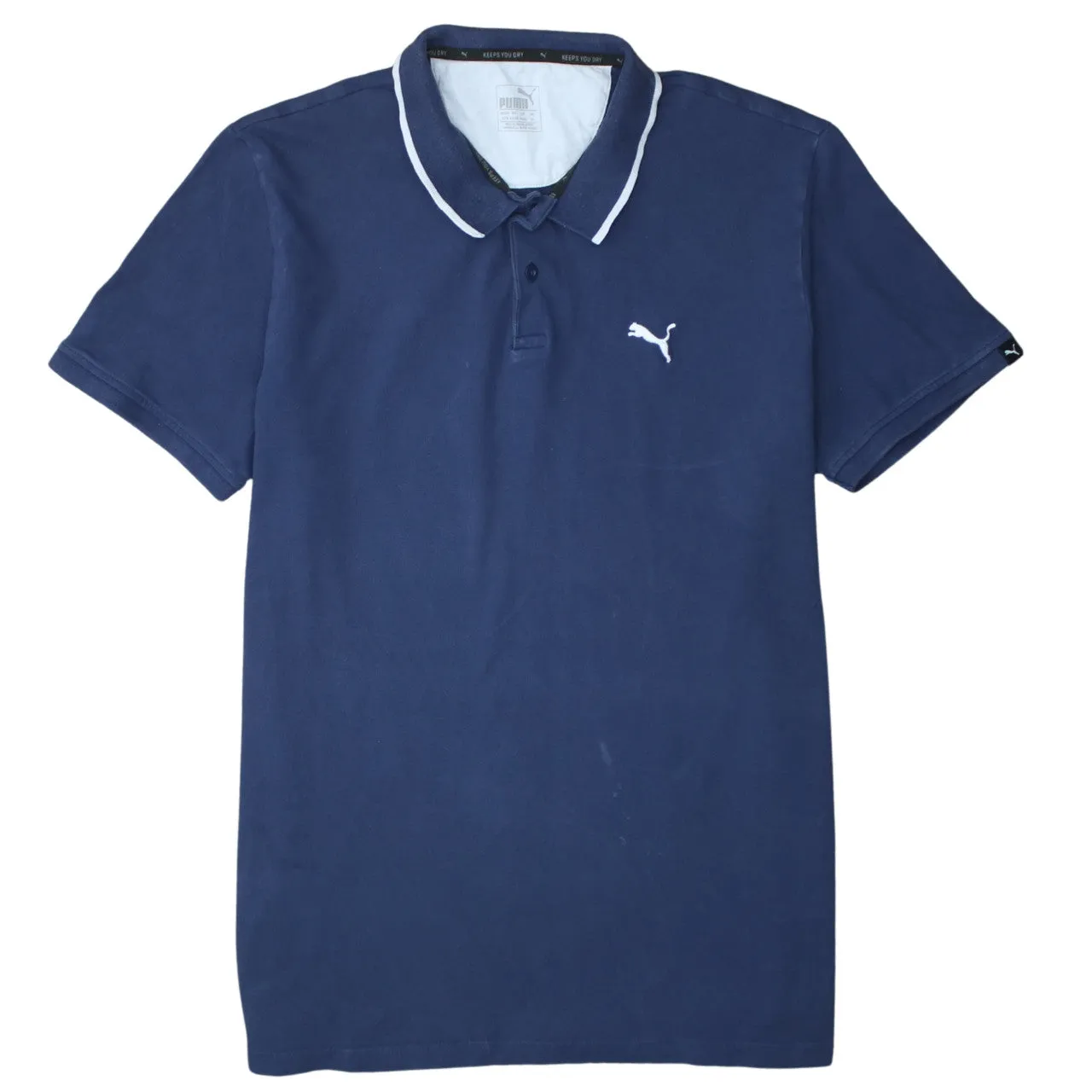 Puma 90's Short Sleeves Quarter Button Polo Shirt XLarge Navy Blue sold by Vintage Club
