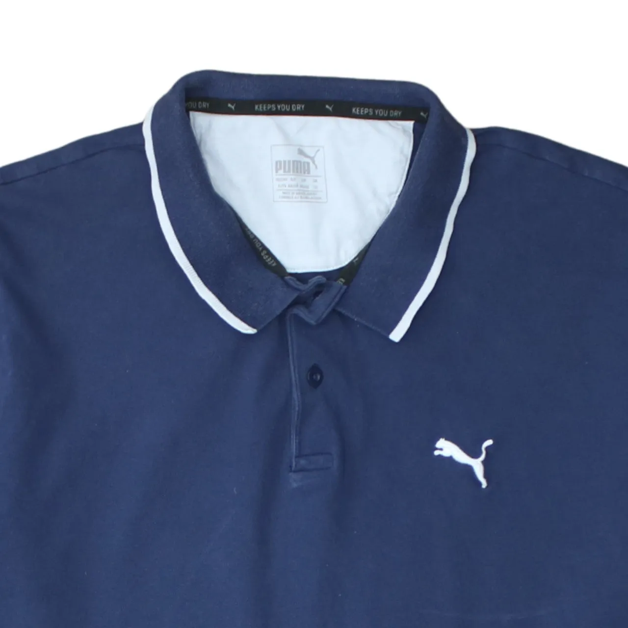 Puma 90's Short Sleeves Quarter Button Polo Shirt XLarge Navy Blue sold by Vintage Club product image thumbnail 3