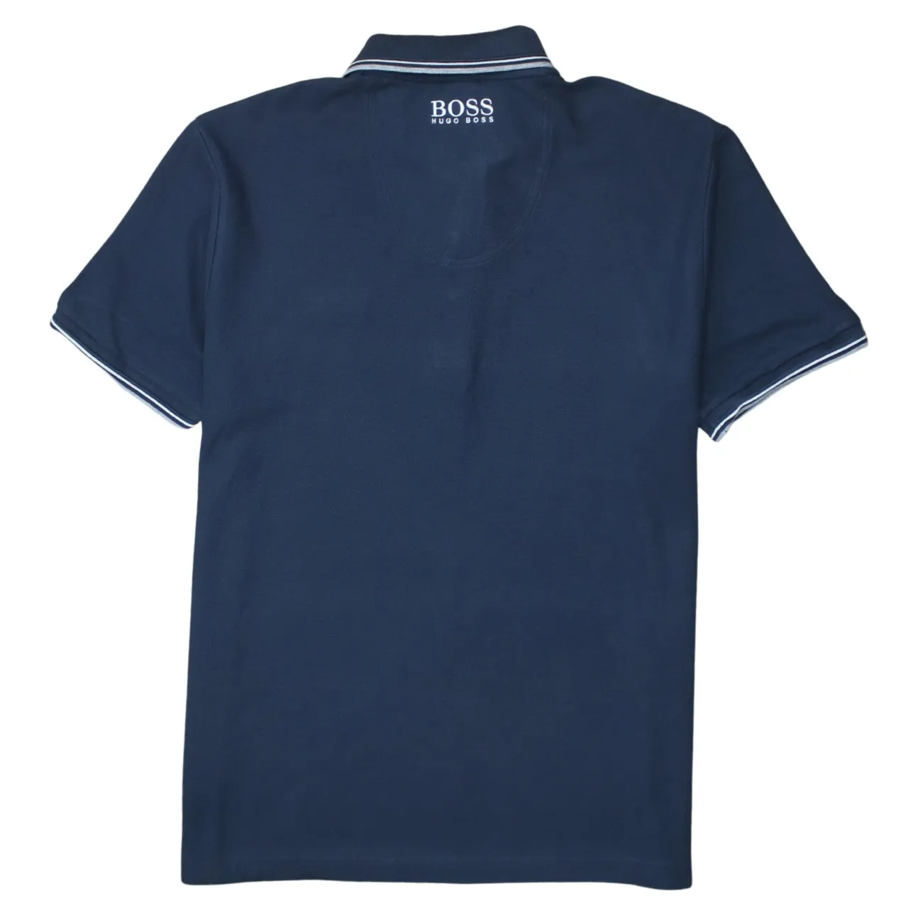 HUGO BOSS 90's Short Sleeves Quarter Button Polo Shirt XLarge Blue sold by Vintage Club product image thumbnail 2