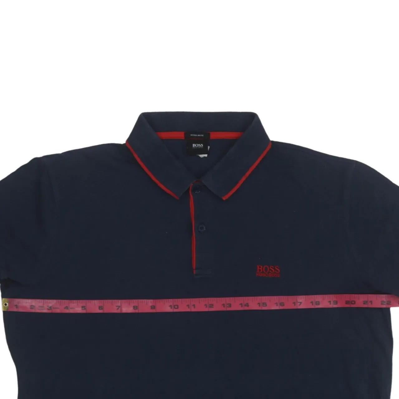 HUGO BOSS 90's Short Sleeves Quarter Button Polo Shirt XLarge Navy Blue sold by Vintage Club product image thumbnail 5