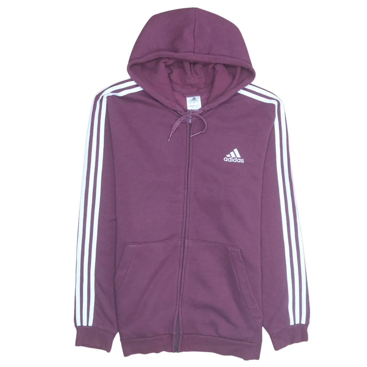 Adidas 90's Striped Sleeve Full Zip Up Hoodie XLarge Burgundy Red sold by Vintage Club