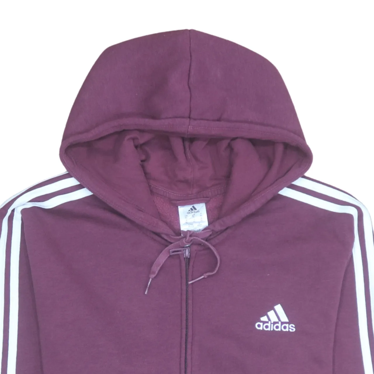 Adidas 90's Striped Sleeve Full Zip Up Hoodie XLarge Burgundy Red sold by Vintage Club product image thumbnail 3