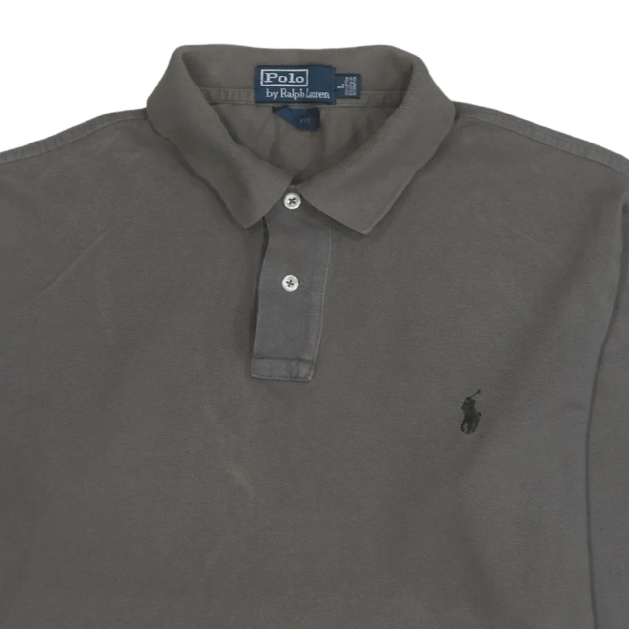 Polo Ralph Lauren 90's Long Sleeve Quarter Button Polo Shirt Large Grey sold by Vintage Club product image thumbnail 3