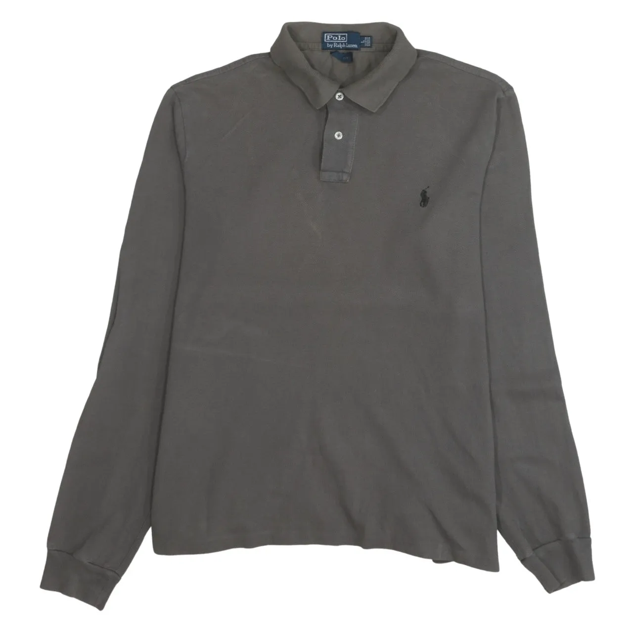 Polo Ralph Lauren 90's Long Sleeve Quarter Button Polo Shirt Large Grey sold by Vintage Club