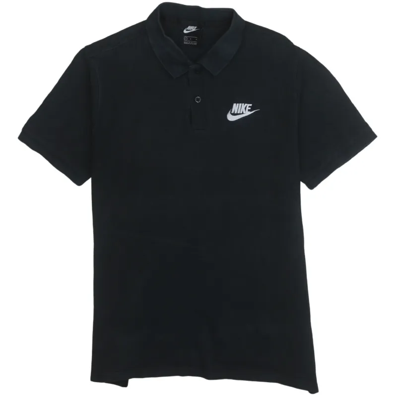 Nike 90's Swoosh Quarter Button Polo Shirt Large Black sold by Vintage Club