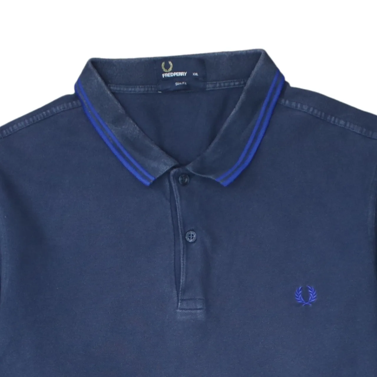 FRED PERRY 90's Short Sleeves Quarter Button Polo Shirt XXLarge (2XL) Navy Blue sold by Vintage Club product image thumbnail 3