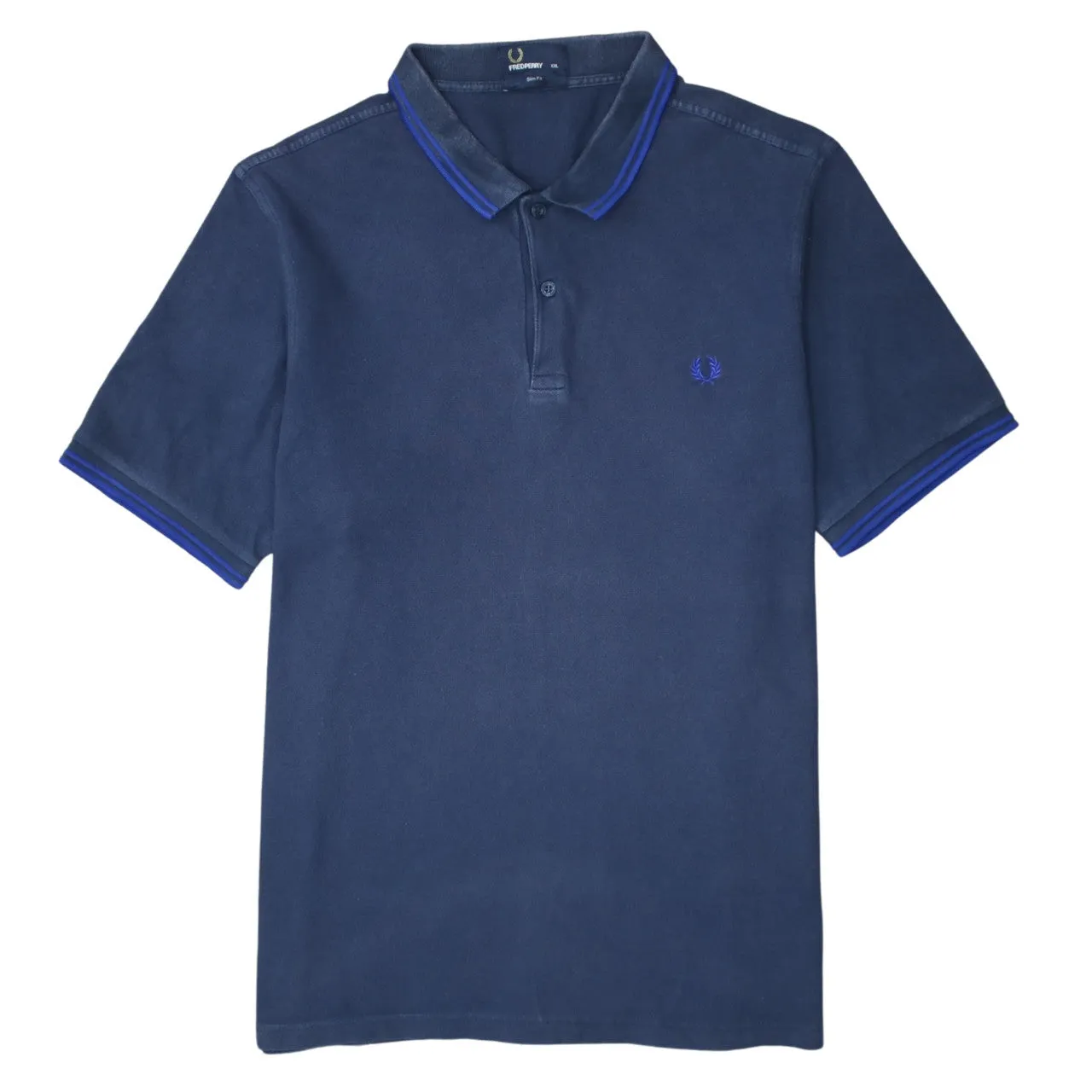 FRED PERRY 90's Short Sleeves Quarter Button Polo Shirt XXLarge (2XL) Navy Blue sold by Vintage Club