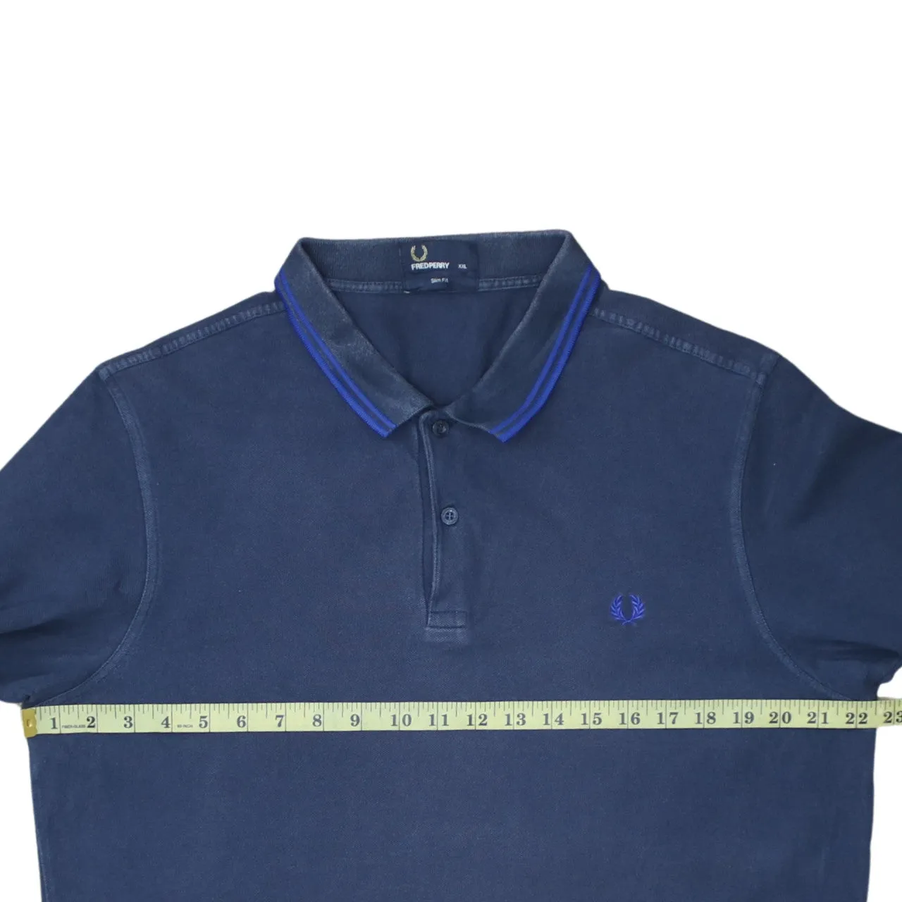 FRED PERRY 90's Short Sleeves Quarter Button Polo Shirt XXLarge (2XL) Navy Blue sold by Vintage Club product image thumbnail 5