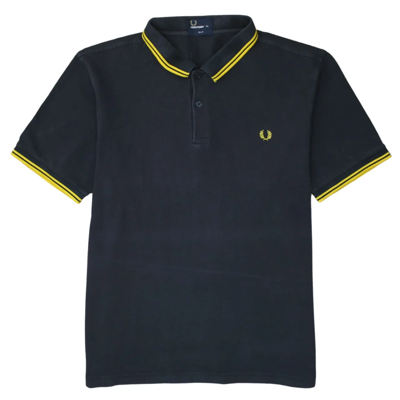 FRED PERRY 90's Short Sleeves Quarter Button Polo Shirt XXLarge (2XL) Black sold by Vintage Club