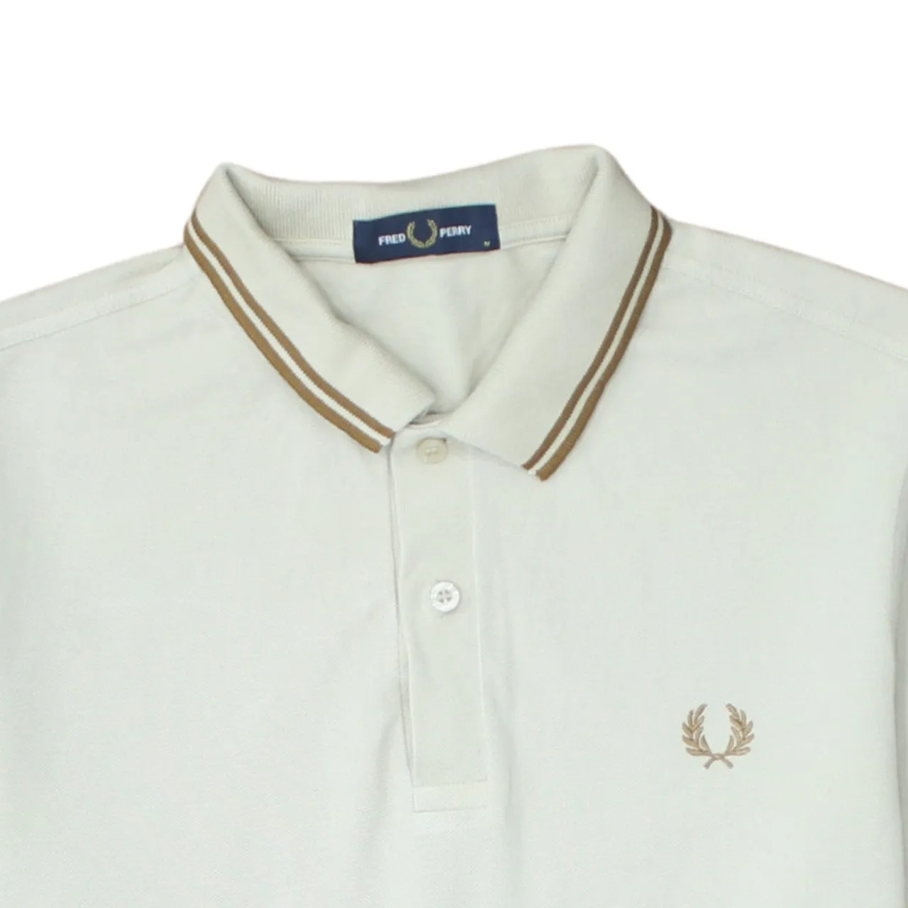 FRED PERRY 90's Short Sleeves Quarter Button Polo Shirt Medium Beige Cream sold by Vintage Club product image thumbnail 3