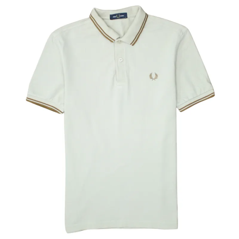 FRED PERRY 90's Short Sleeves Quarter Button Polo Shirt Medium Beige Cream sold by Vintage Club