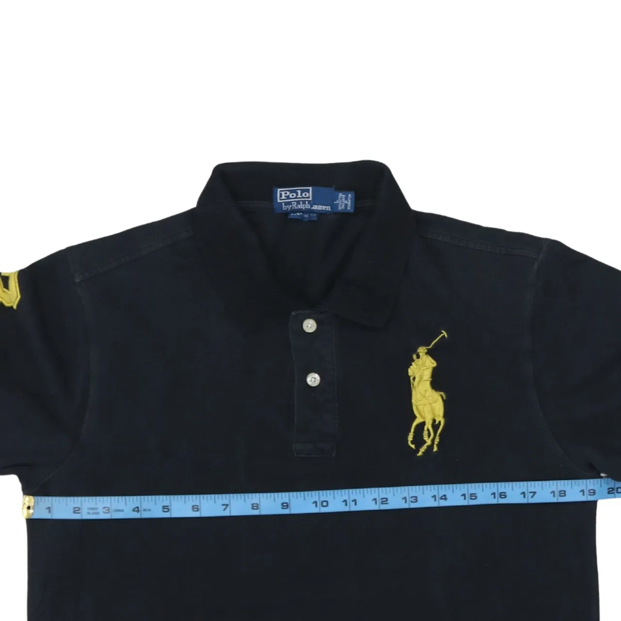 Polo Ralph Lauren 90's Short Sleeves Quarter Button Polo Shirt Large Black sold by Vintage Club product image thumbnail 5