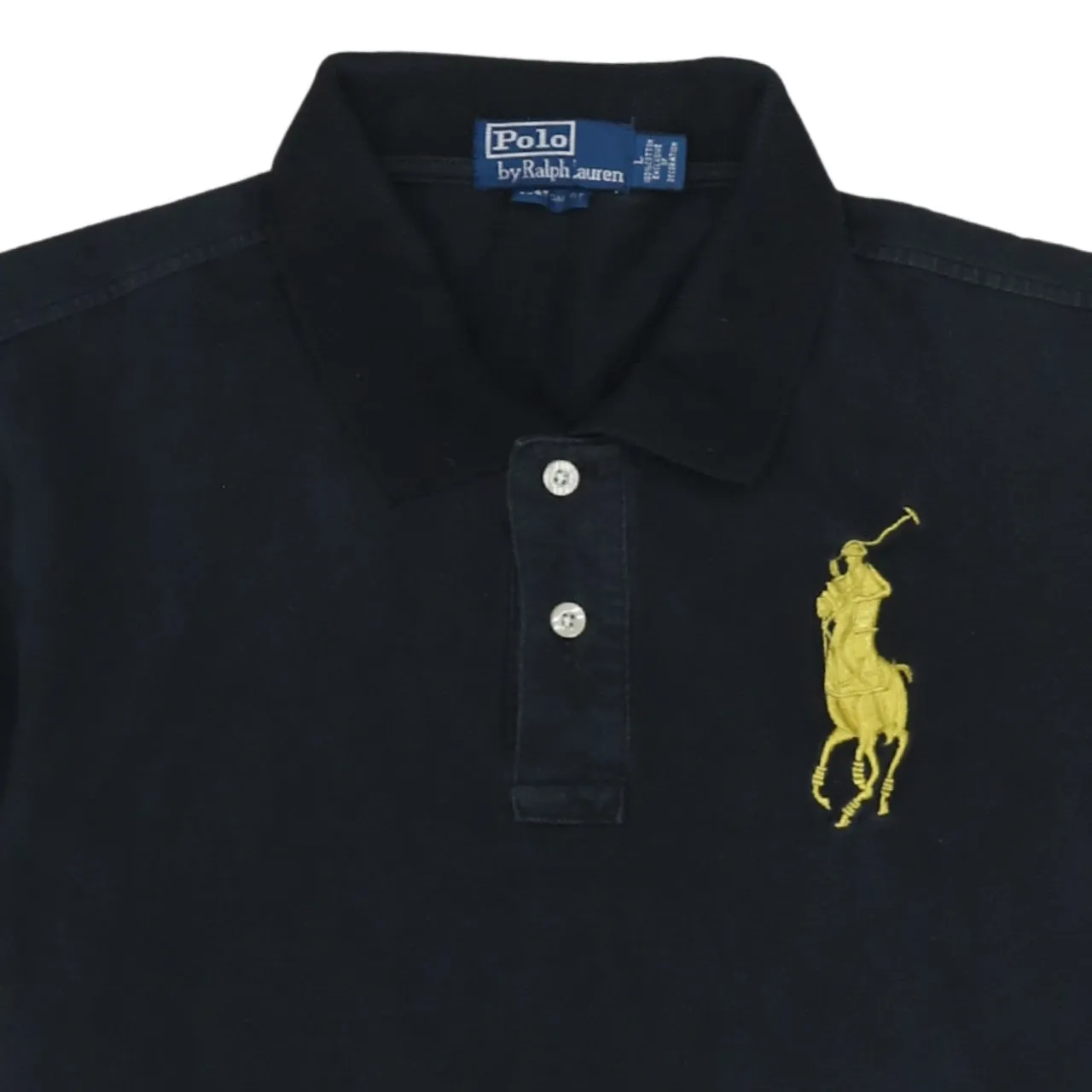 Polo Ralph Lauren 90's Short Sleeves Quarter Button Polo Shirt Large Black sold by Vintage Club product image thumbnail 3