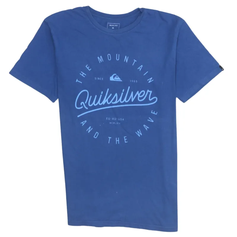 Quiksilver Blue Graphic T Shirt Women's XLarge Printed Logo Surf Casual Tee Top made by Quiksilver