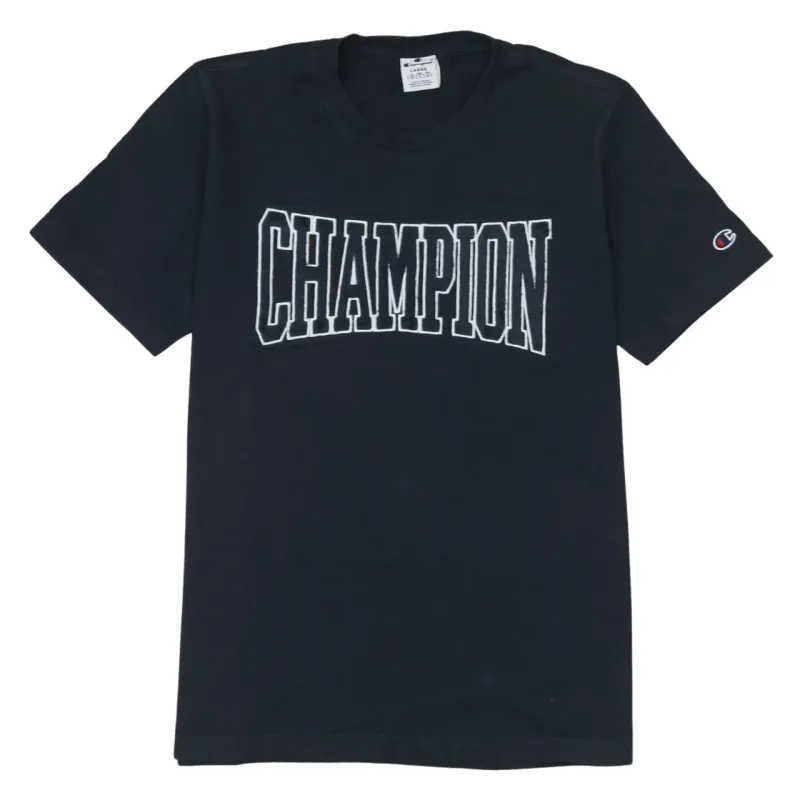 Champion 90's Spellout Short Sleeves T Shirt Large Black made by Champion