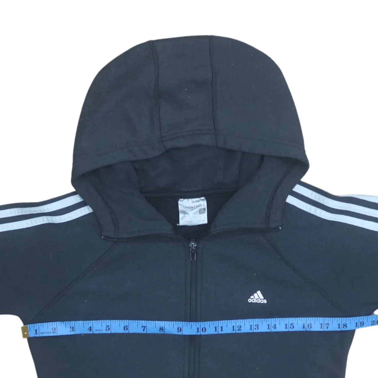 Adidas 90's Striped Sleeve Full Zip Up Hoodie Small Black sold by Vintage Club product image thumbnail 5