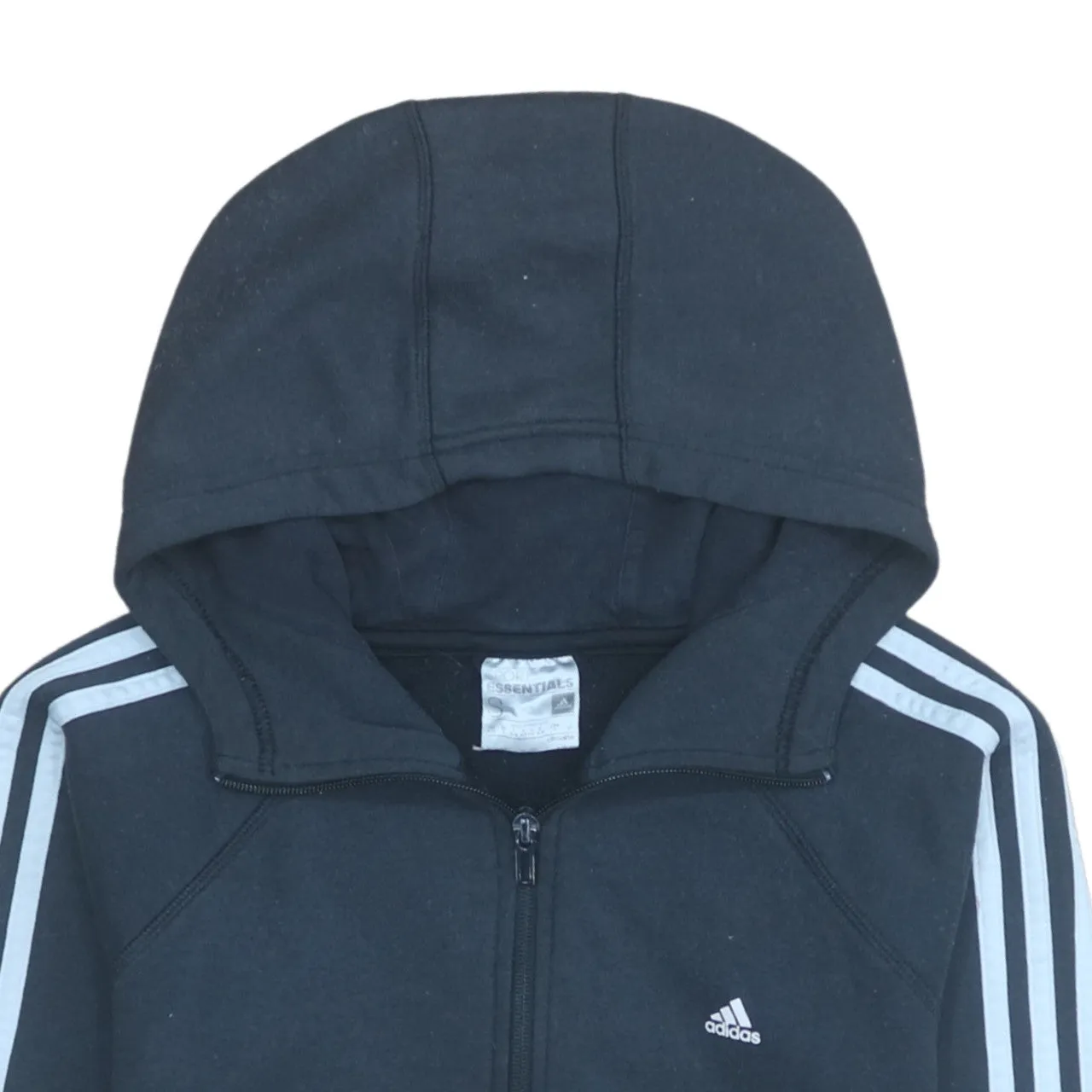 Adidas 90's Striped Sleeve Full Zip Up Hoodie Small Black sold by Vintage Club product image thumbnail 3