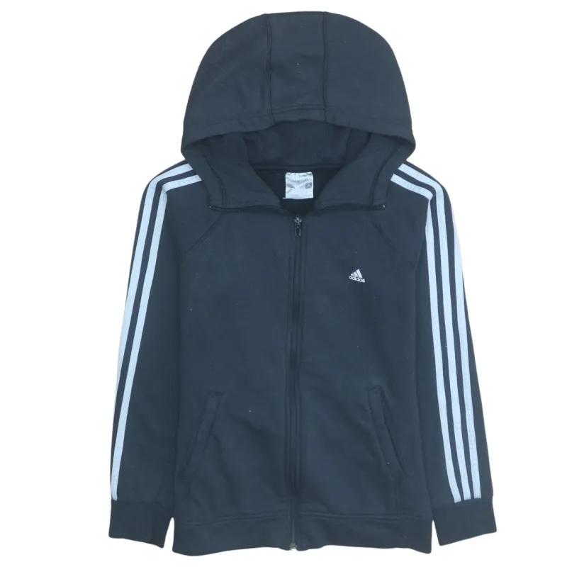 Adidas 90's Striped Sleeve Full Zip Up Hoodie Small Black sold by Vintage Club