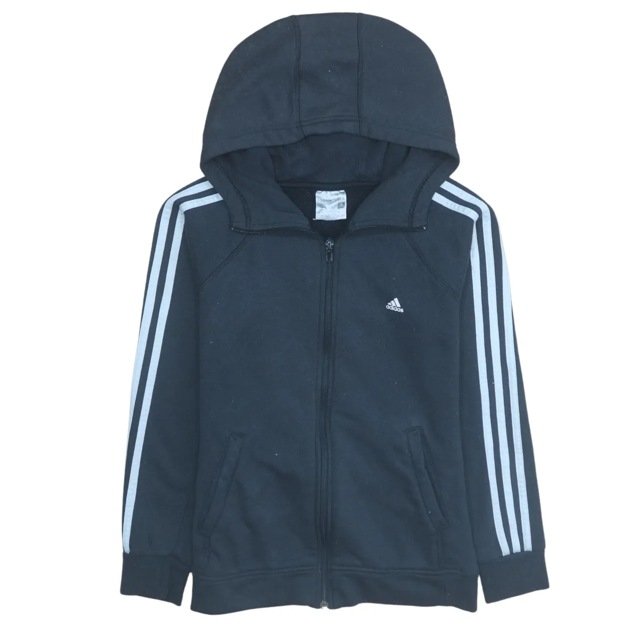 Adidas 90's Striped Sleeve Full Zip Up Hoodie Small Black sold by Vintage Club