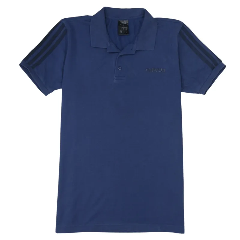 Adidas 90's Short Sleeves Quarter Button Polo Shirt Medium Navy Blue sold by Vintage Club