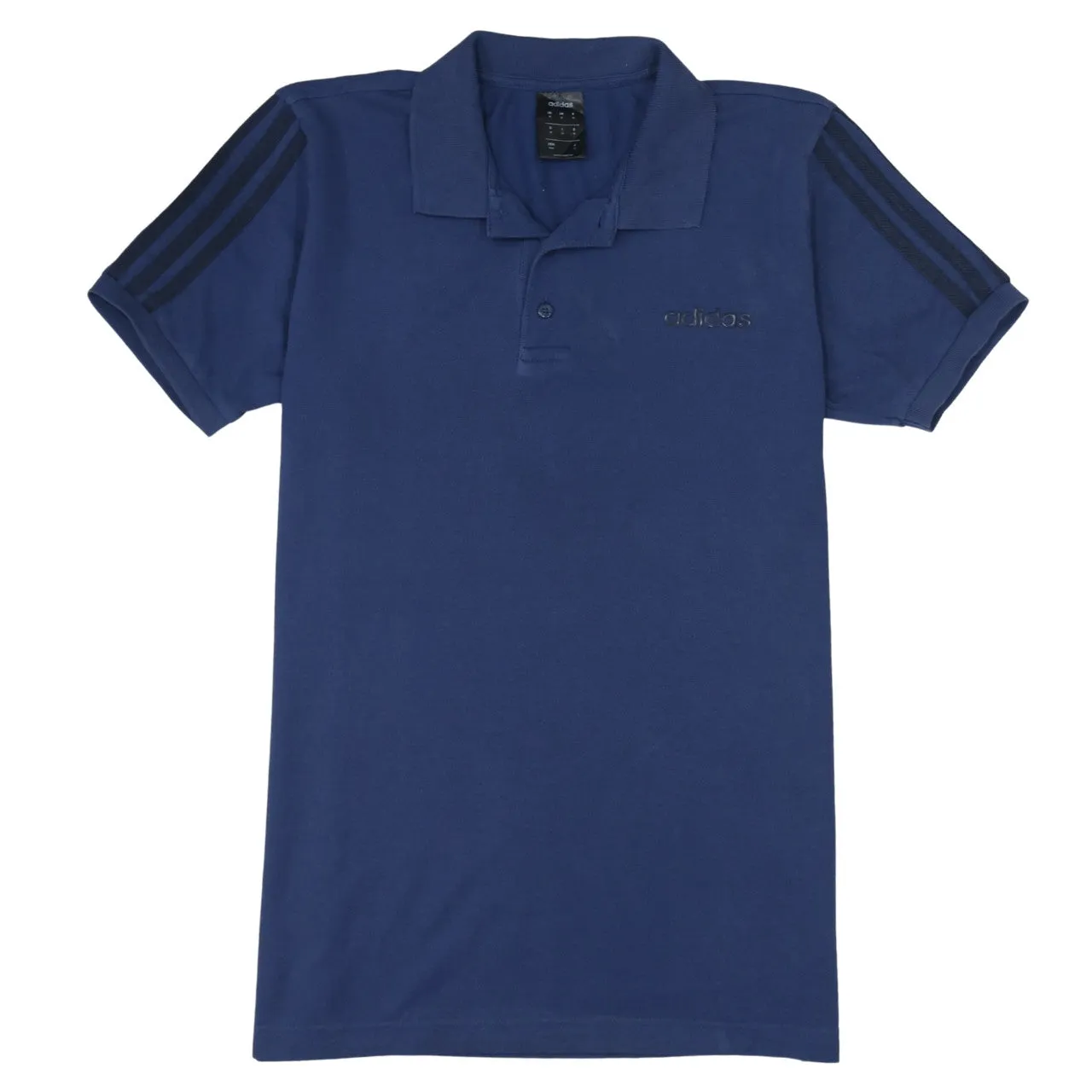 Adidas 90's Short Sleeves Quarter Button Polo Shirt Medium Navy Blue sold by Vintage Club