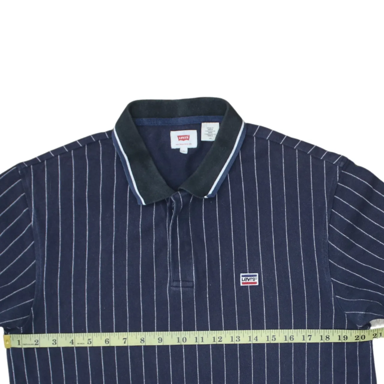 Levi's 90's Short Sleeves Quarter Button Polo Shirt Large Navy Blue sold by Vintage Club product image thumbnail 5