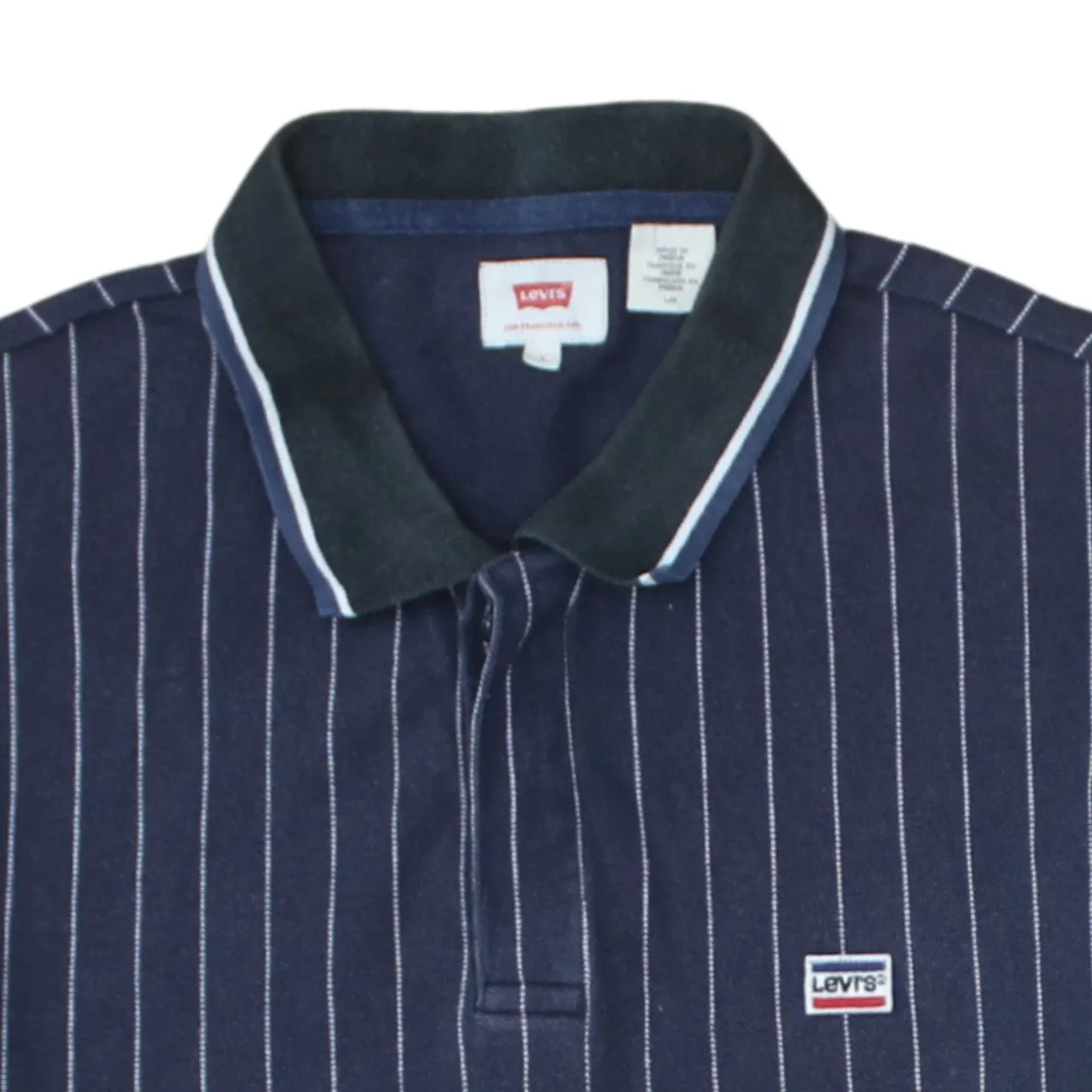 Levi's 90's Short Sleeves Quarter Button Polo Shirt Large Navy Blue sold by Vintage Club product image thumbnail 3