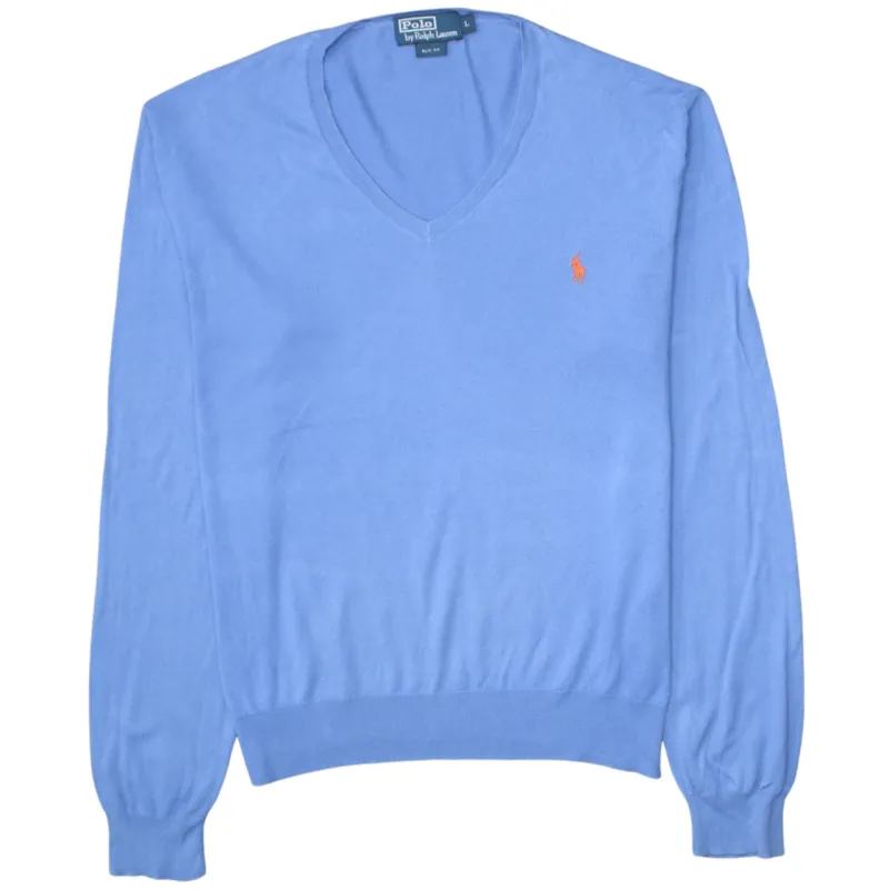 Polo Ralph Lauren 90's Lightweight V Neck Sweatshirt Large Blue sold by Vintage Club