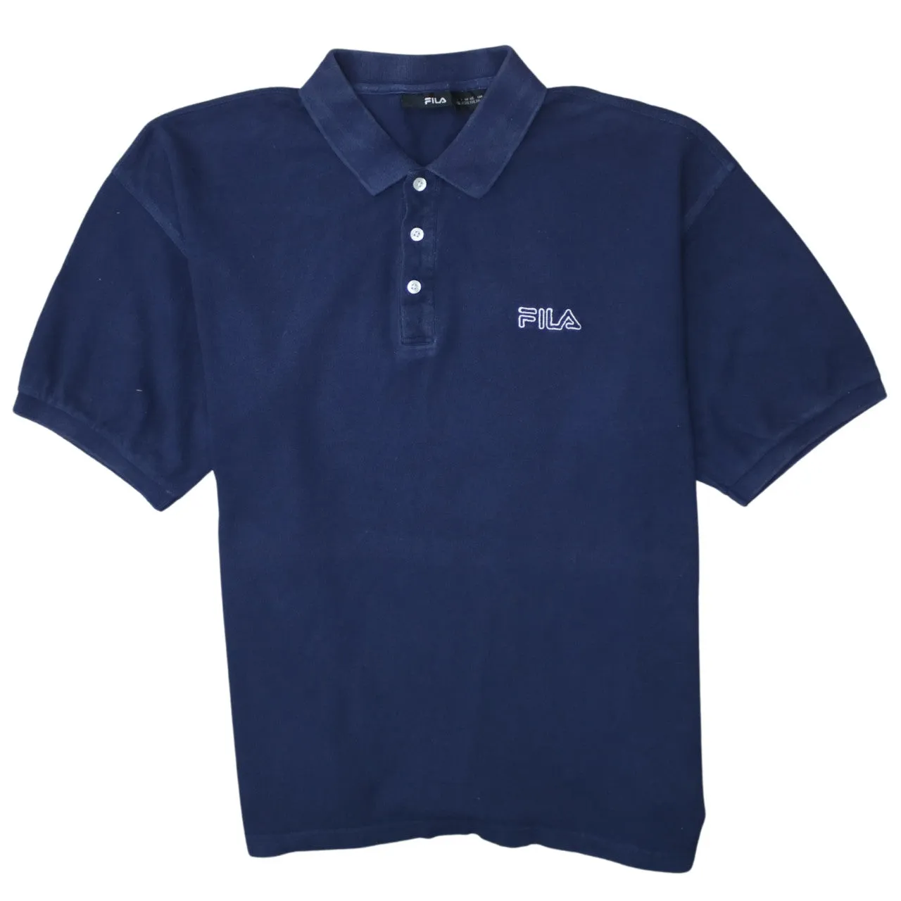 Fila 90's Short Sleeves Quarter Button Polo Shirt XXLarge (2XL) Navy Blue sold by Vintage Club