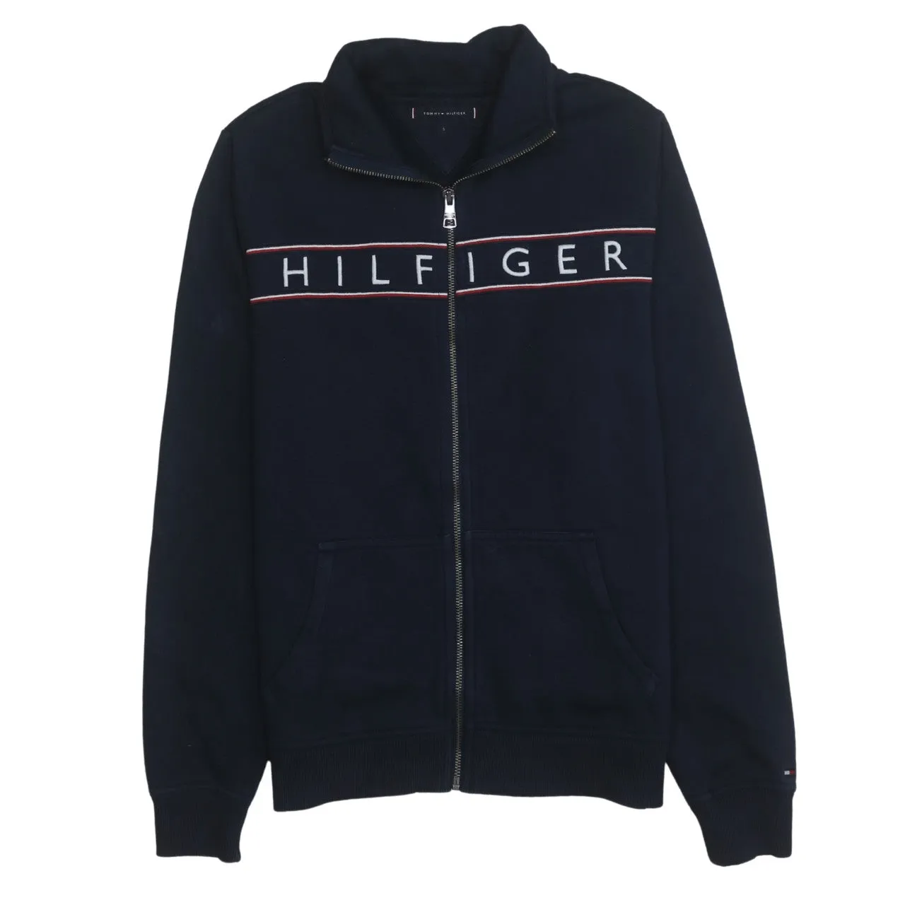 Tommy Hilfiger 90's Hilfiger Full Zip Up Sweatshirt Small Navy Blue sold by Vintage Club