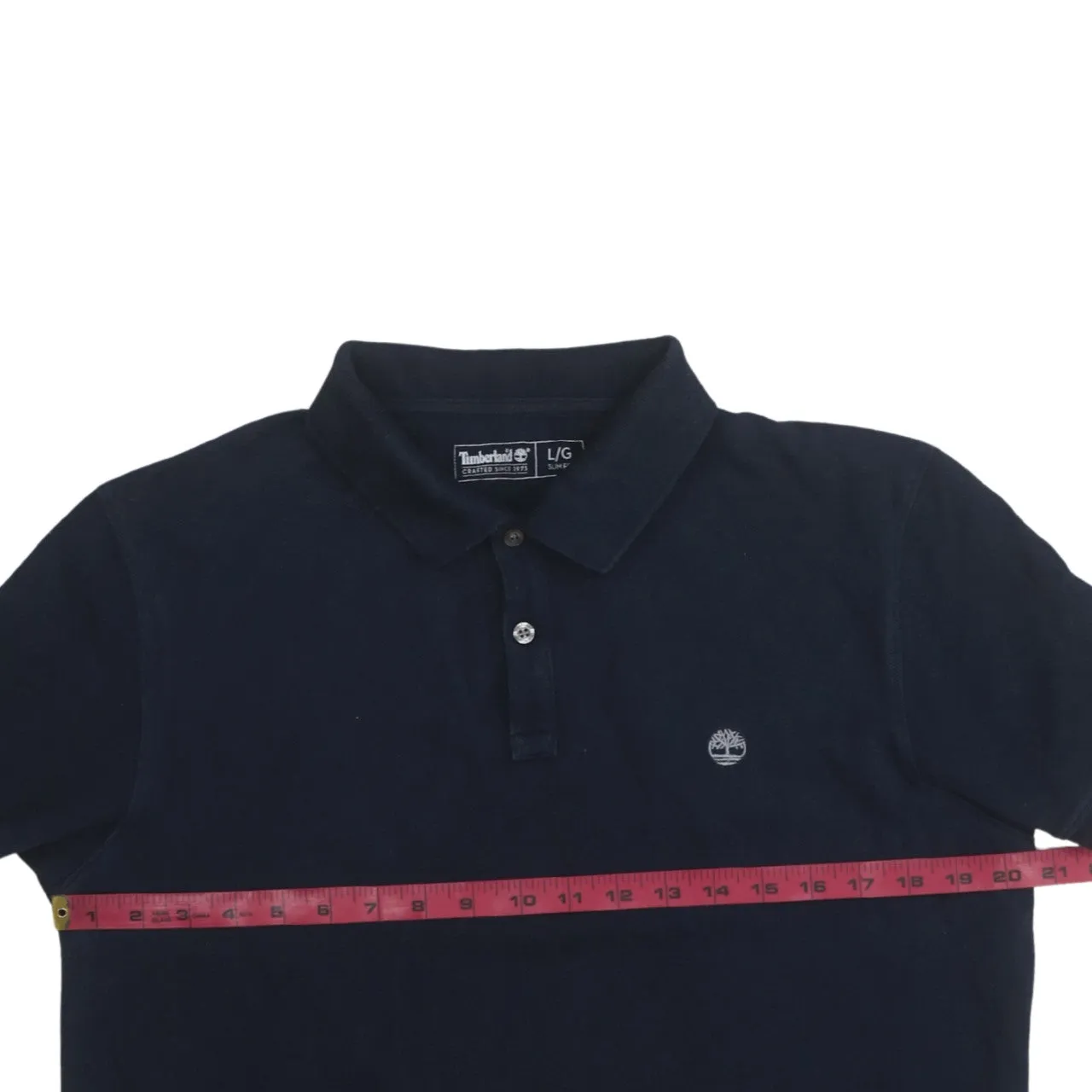 Timberland 90's Short Sleeves Quarter Button Polo Shirt Large Navy Blue sold by Vintage Club product image thumbnail 5