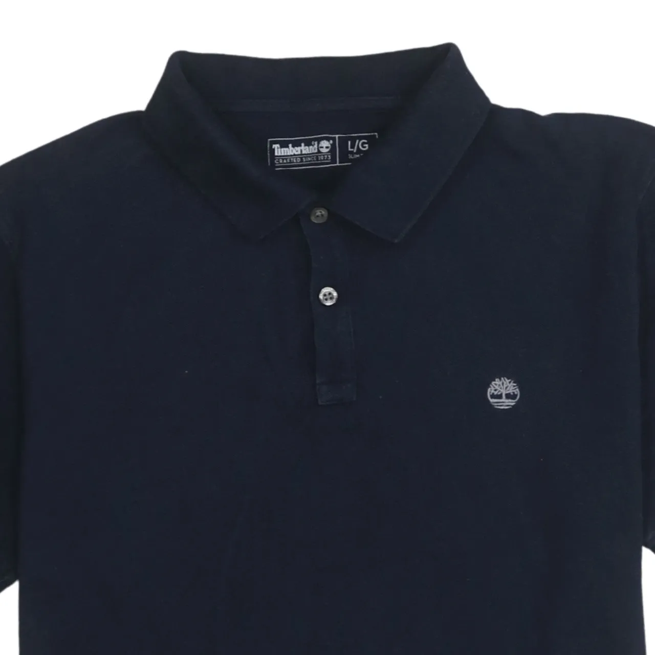 Timberland 90's Short Sleeves Quarter Button Polo Shirt Large Navy Blue sold by Vintage Club product image thumbnail 3