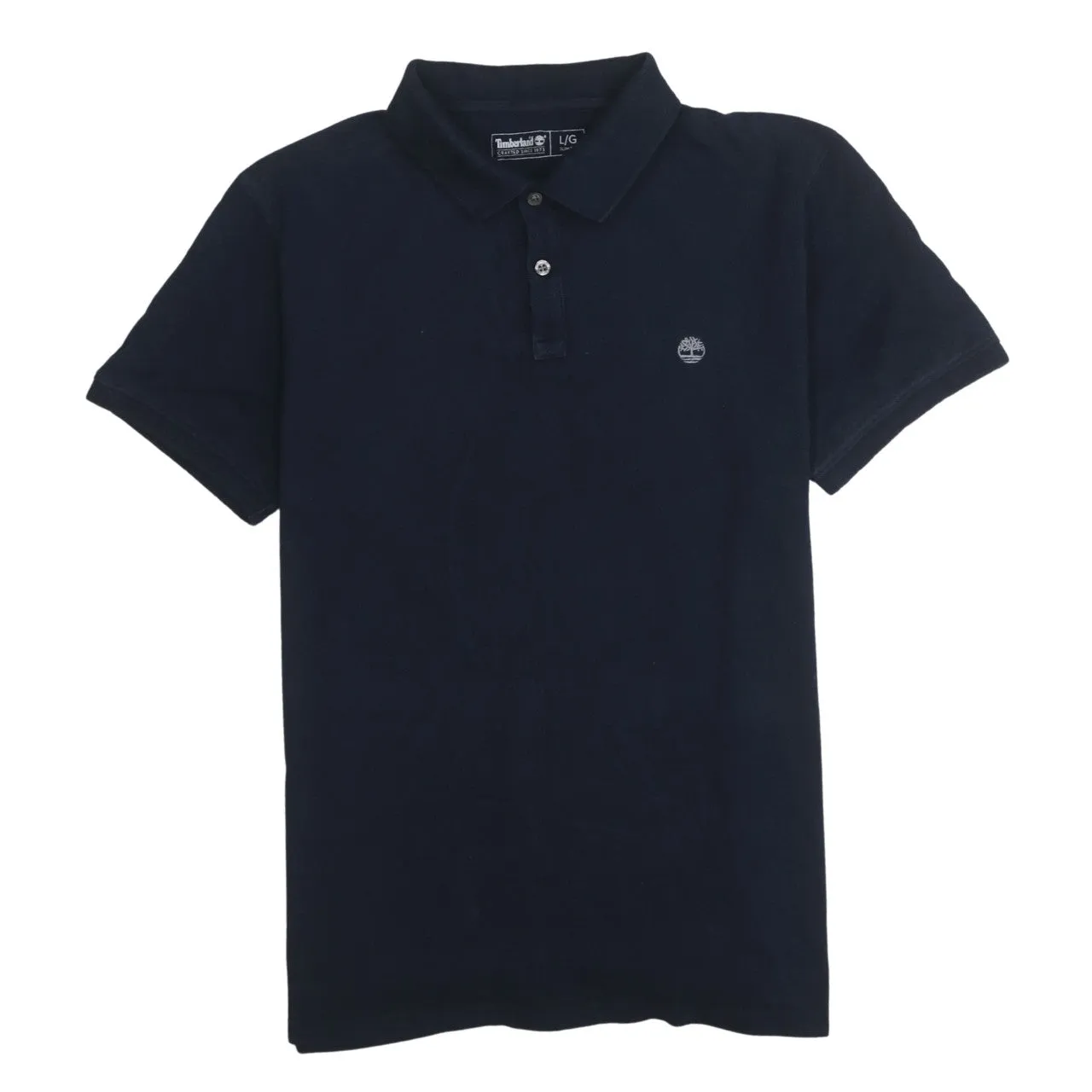 Timberland 90's Short Sleeves Quarter Button Polo Shirt Large Navy Blue sold by Vintage Club