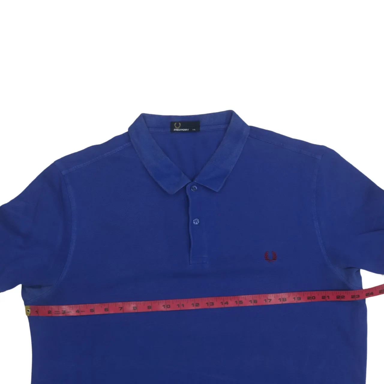 FRED PERRY 90's Short Sleeves Quarter Button Polo Shirt XXLarge (2XL) Blue sold by Vintage Club product image thumbnail 5