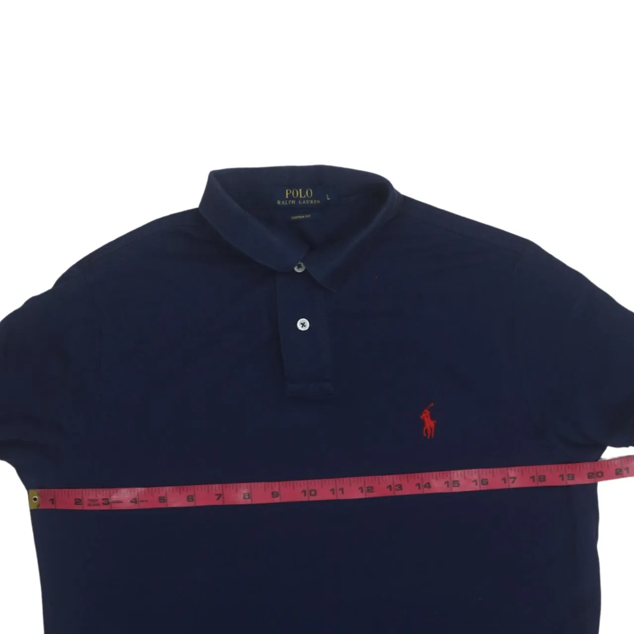 Polo Ralph Lauren 90's Short Sleeves Quarter Button Polo Shirt Large Navy Blue sold by Vintage Club product image thumbnail 5