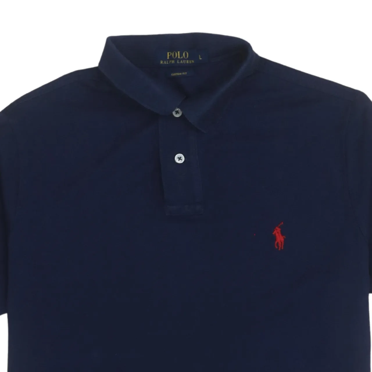 Polo Ralph Lauren 90's Short Sleeves Quarter Button Polo Shirt Large Navy Blue sold by Vintage Club product image thumbnail 3