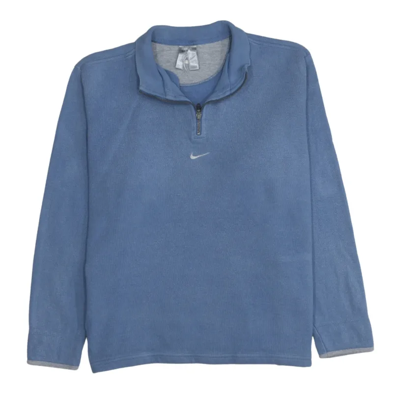 Nike 90's Center Middle Swoosh Quarter Zip Sweatshirt Large Blue sold by Vintage Club