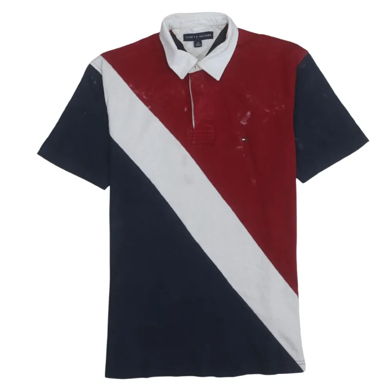 Tommy Hilfiger 90's Short Sleeves Quarter Button Polo Shirt Small Navy Blue made by Tommy Hilfiger