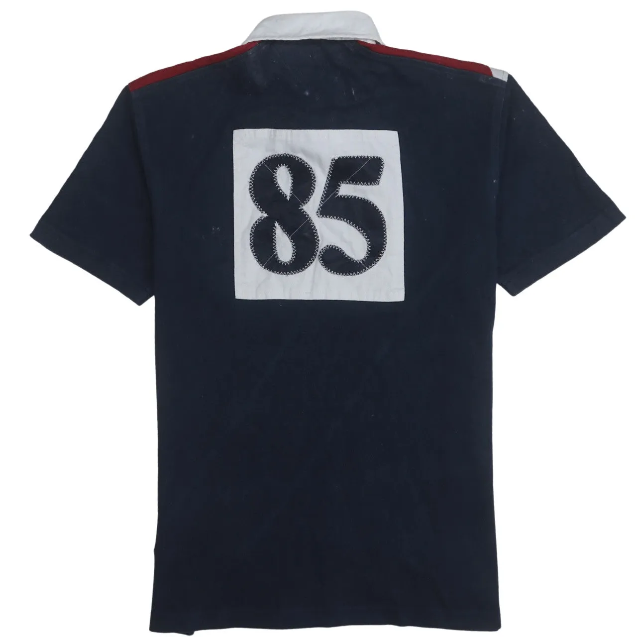 Tommy Hilfiger 90's Short Sleeves Quarter Button Polo Shirt Small Navy Blue sold by Vintage Club product image thumbnail 2