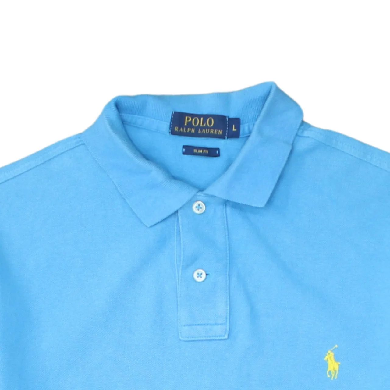 Polo Ralph Lauren 90's Short Sleeves Quarter Button Polo Shirt Large Blue sold by Vintage Club product image thumbnail 3
